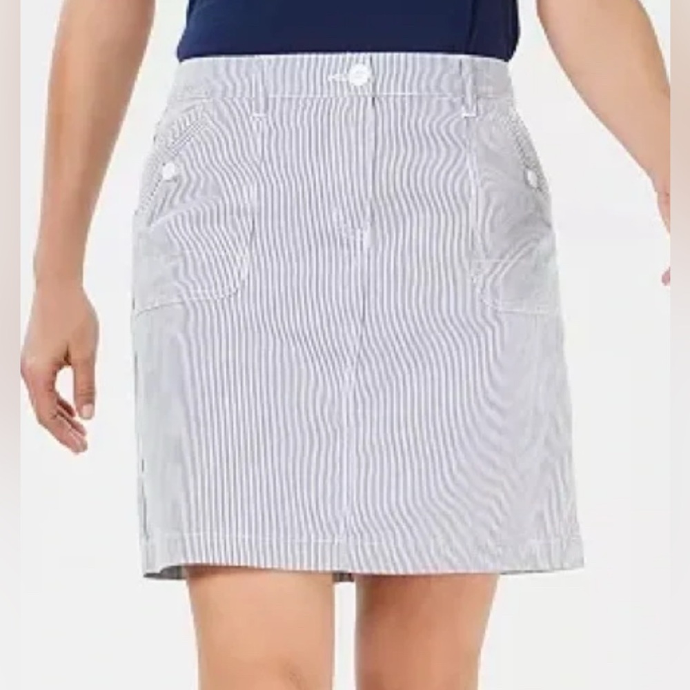 Karen Scott Blue and White Stripe Skort